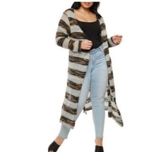 Plus Size Striped Knit Duster